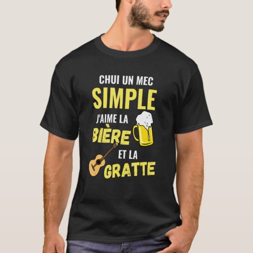 Guitar & Beer Guitarist And Apero Alcohol Binouze T-Shirt