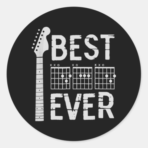 Guitar Best Dad Ever Chord Guitarist Fathers Day Classic Round Sticker
