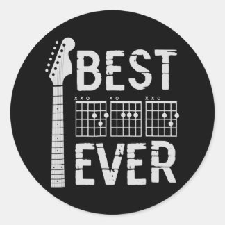 Guitar Best Dad Ever Chord Guitarist Father's Day Classic Round Sticker