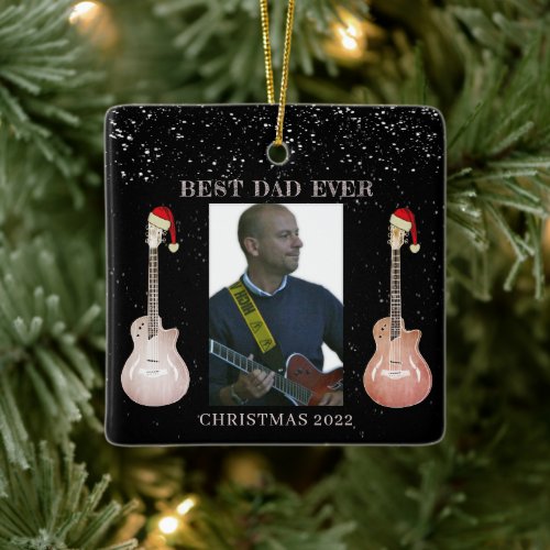 Guitar Best Dad Ever Christmas 2022 Ceramic Orname Ceramic Ornament