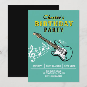 Guitar birthday invitation