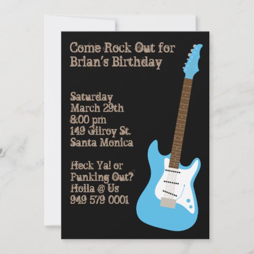 Guitar Birthday Party Invitation