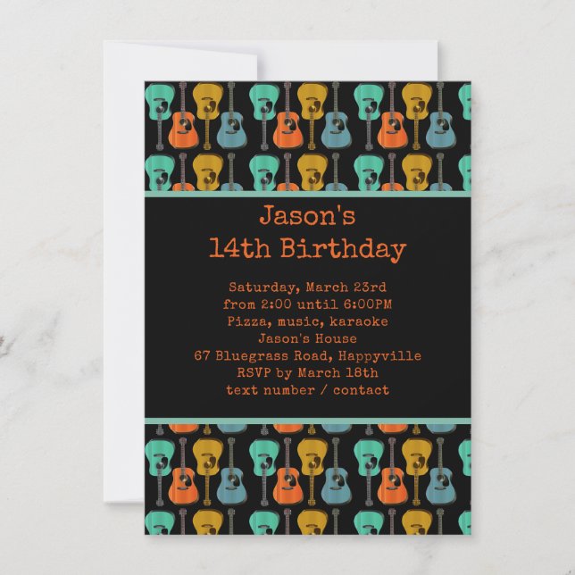 Guitar Birthday Party Teen Boy Invitation (Front)