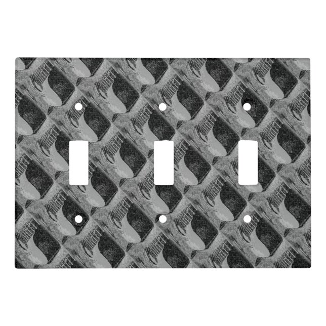 Guitar (black and white) light switch cover (Front)