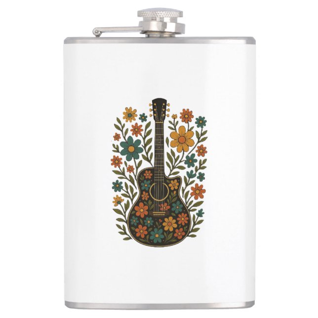 Guitar & Bloom Designs Flask (Front)