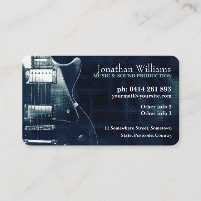GUITAR Blue Teal Metallic Business card (Front)