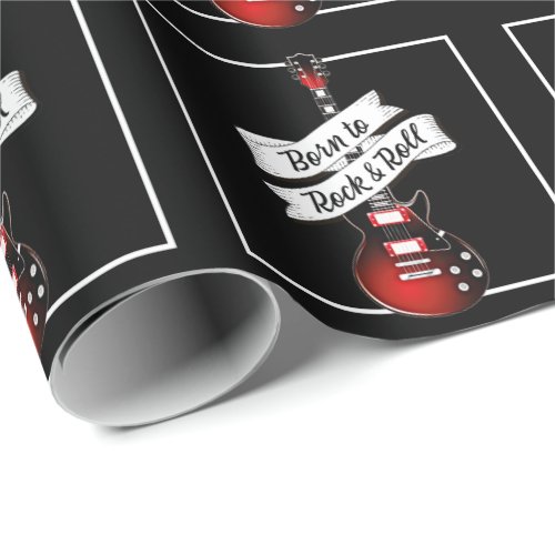  Guitar Born to Rock  Roll Music Musician Gift Wrapping Paper