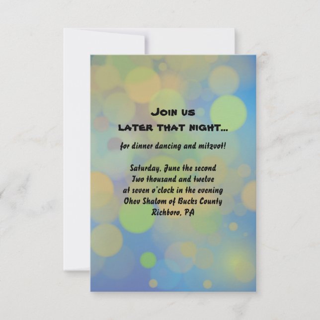 Guitar Boy Bar Mitzvah Reception Party Card (Front)