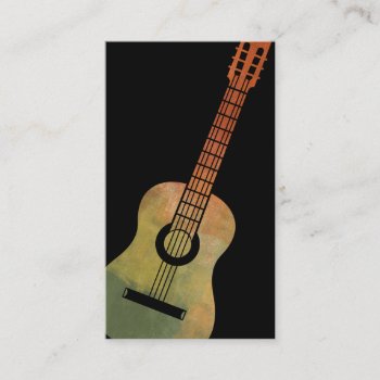 Guitar Business Cards - Artistic Green Orange by NeatBusinessCards at Zazzle