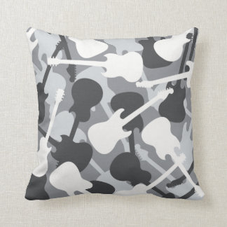 Guitar Camouflage (Gray) Throw Pillow