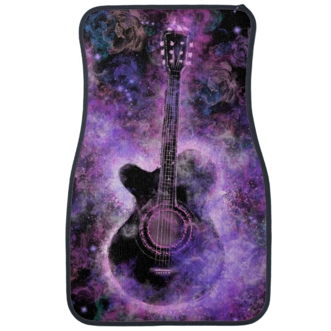 Guitar Car Floor Mat Purple Black (Front)