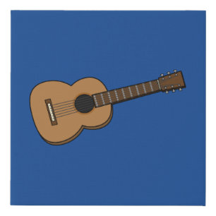 Guitar Cartoon Faux Canvas Print