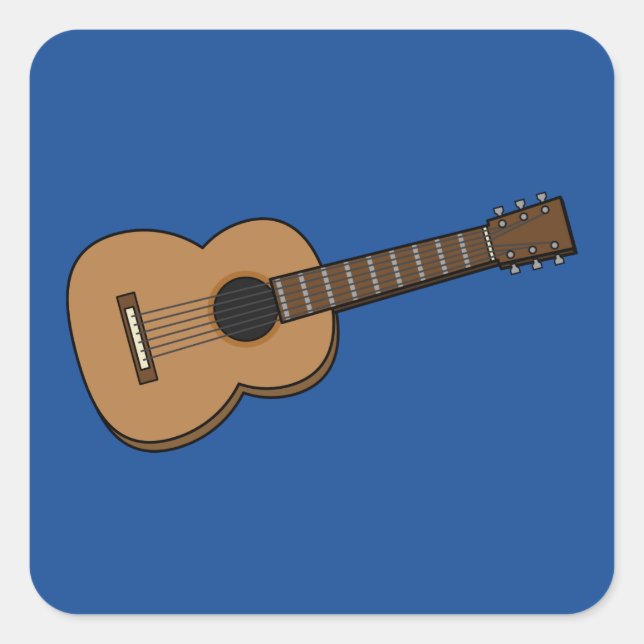 Guitar Cartoon Square Sticker (Front)