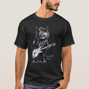 Guitar Cat Rock Cat Playing Guitar Rock kitty T-Shirt