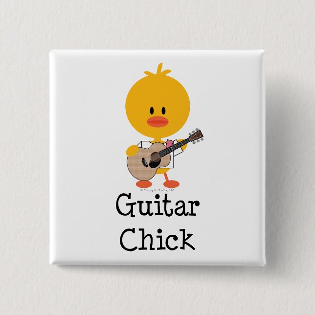 Guitar Chick Button Pin (Front)