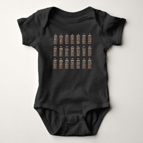 Guitar Chord Chart Notes Funny Music Teacher Baby Bodysuit