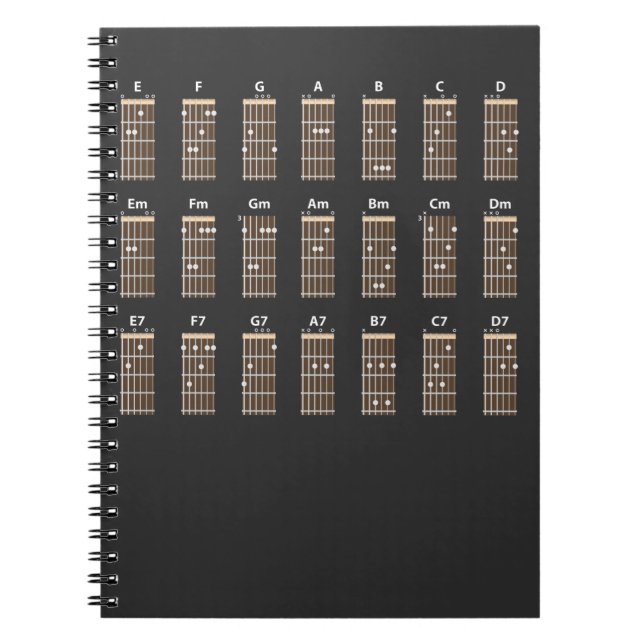 Guitar Chord Chart Notes Funny Music Teacher Notebook (Front)