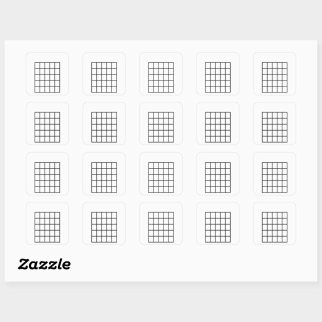 Guitar Chord Chart Template | Black Square Sticker (Sheet)