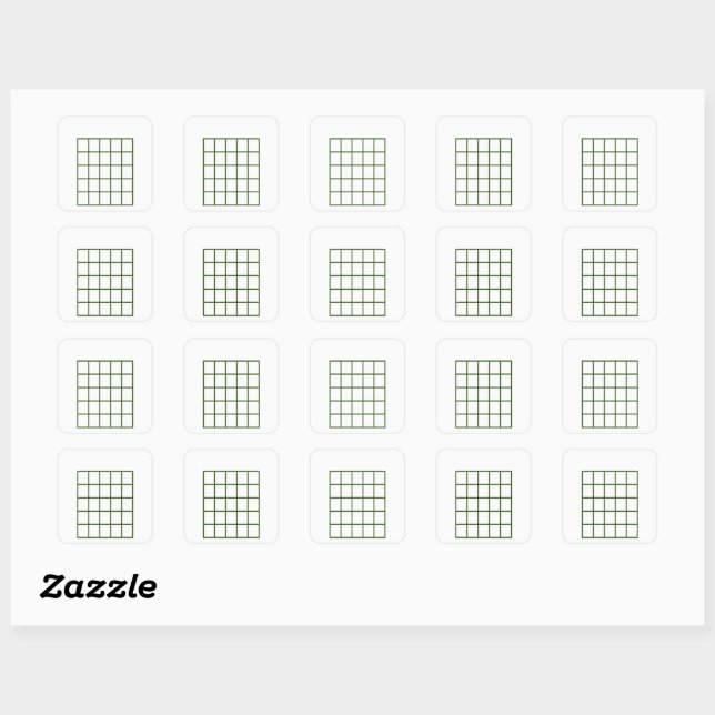 Guitar Chord Chart Template | Forest Green Square Sticker (Sheet)