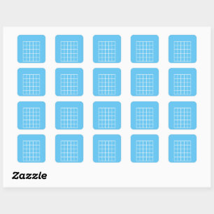 Guitar Chord Chart Template   Light Blue/White Square Sticker
