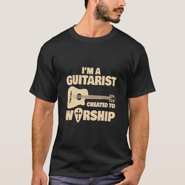 Guitar - Christian Music Church Guitar Jesus  Rock T-Shirt (Front)
