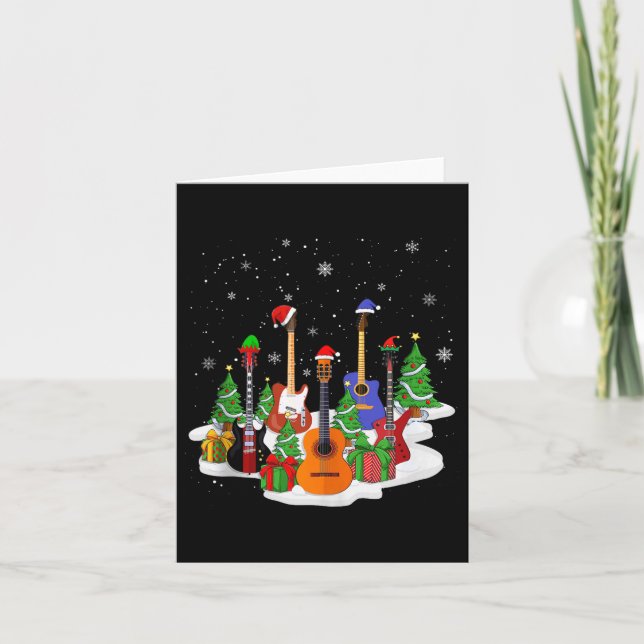Guitar Christmas Decor Musical Guitar Lovers Guita Card (Front)