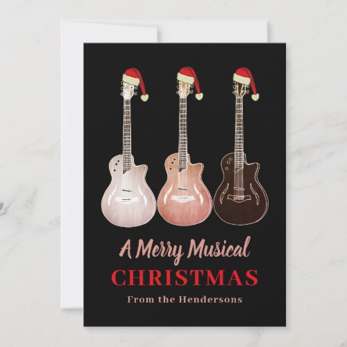 Guitar Christmas Merry Music Personalized Holiday Card