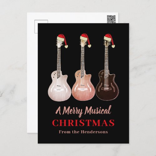 Guitar Christmas Merry Music Personalized Holiday Postcard