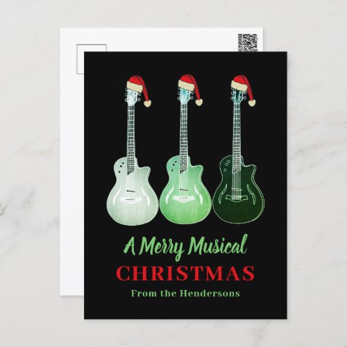 Guitar Christmas Merry Musical Personalized Holiday Postcard
