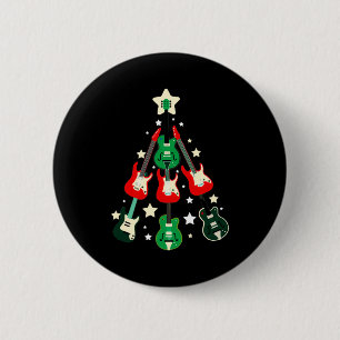 Guitar Christmas T Shirt Button