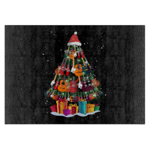 Guitar Christmas Tree Funny Cutting Board
