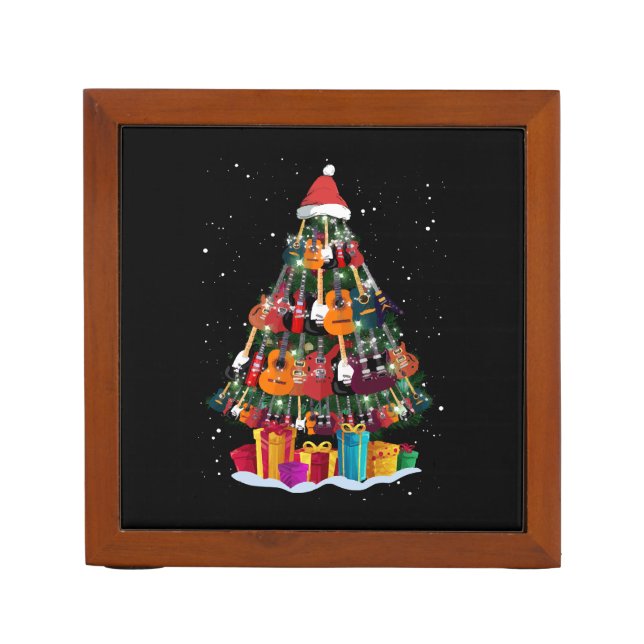 Guitar Christmas Tree Funny  Desk Organizer (Front)