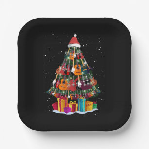 Guitar Christmas Tree Funny Paper Plates