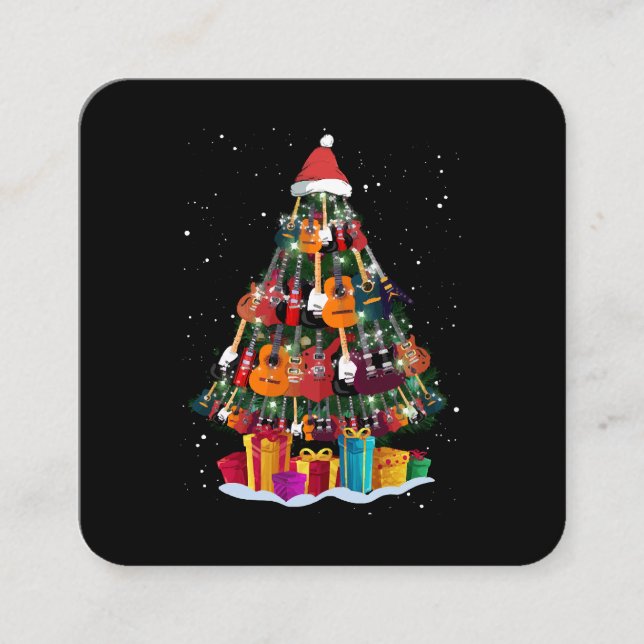 Guitar Christmas Tree Funny  Square Business Card (Front)