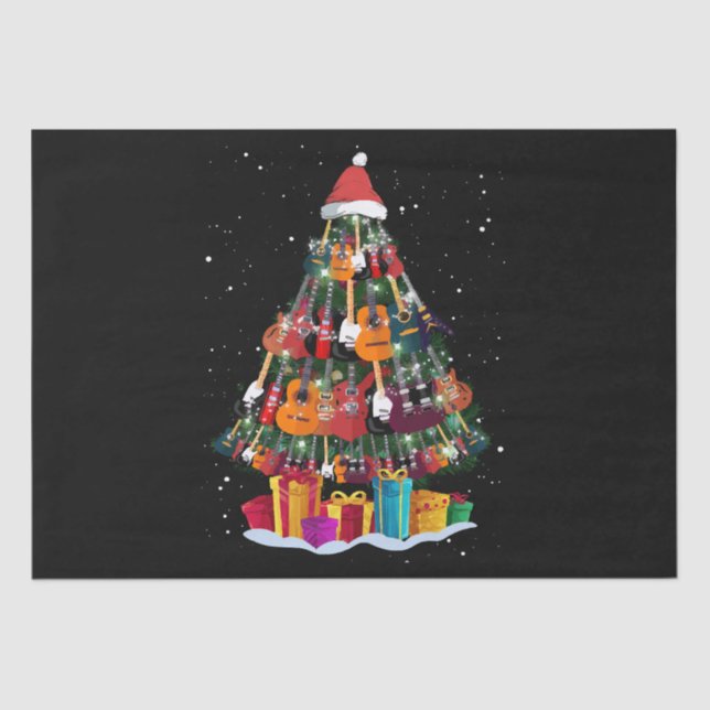 Guitar Christmas Tree Funny  Tissue Paper (Front)
