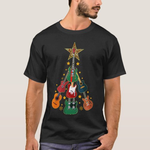Guitar Christmas Tree Guitar Lovers Christmas T_Shirt