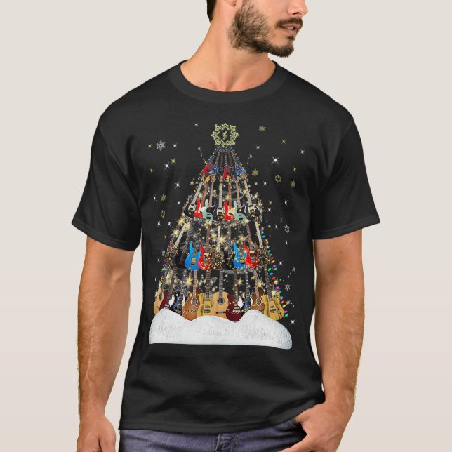 Guitar Christmas Tree  Musician Xmas Gift  Men T-Shirt (Front)
