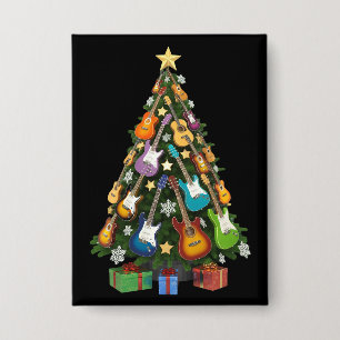 Guitar Christmas Tree Theater Musical Lover Merry  Button
