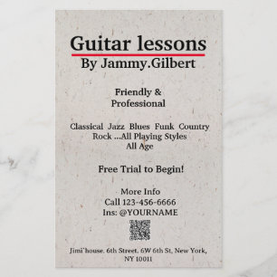 Guitar Class Flyer Double-sided printing