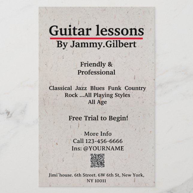 Guitar Class Flyer Double-sided printing (Front)