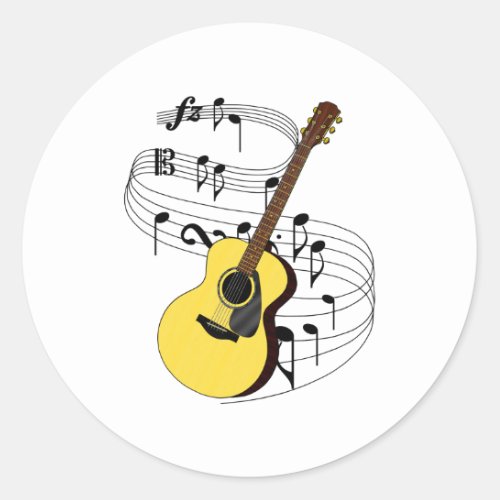 Guitar Classic Round Sticker