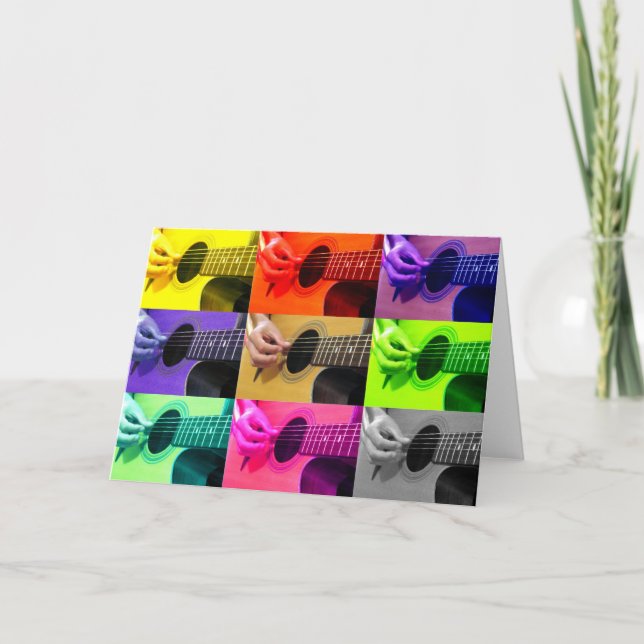 Guitar Collage of Color - Blank Greeting Card (Front)