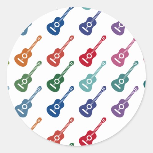 Guitar Colorful Fun Array Acoustic Music Classic Round Sticker