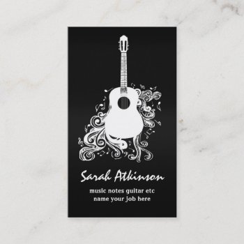 Guitar Cool Black Awesome Business Card by jinaiji at Zazzle