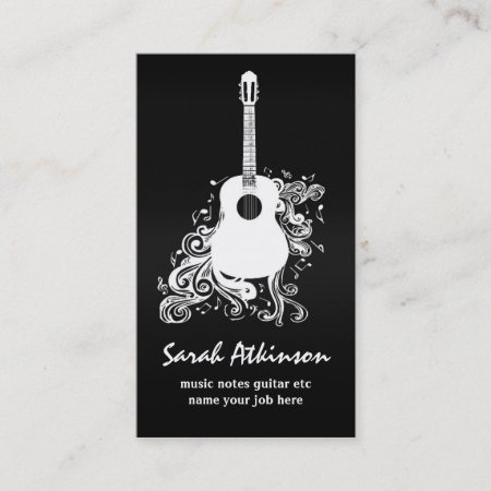Guitar Cool Black Awesome Business Card