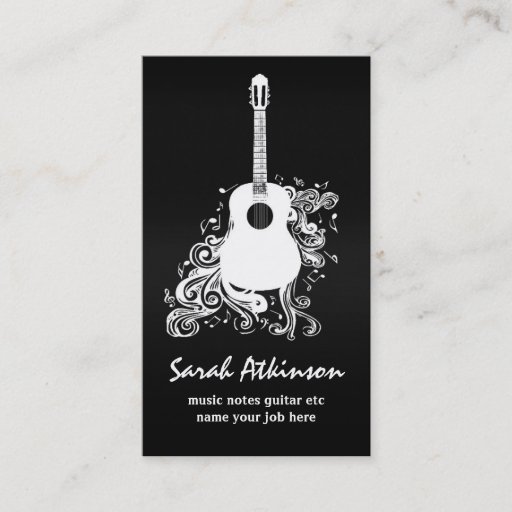 Customizable guitar cool black awesome business card