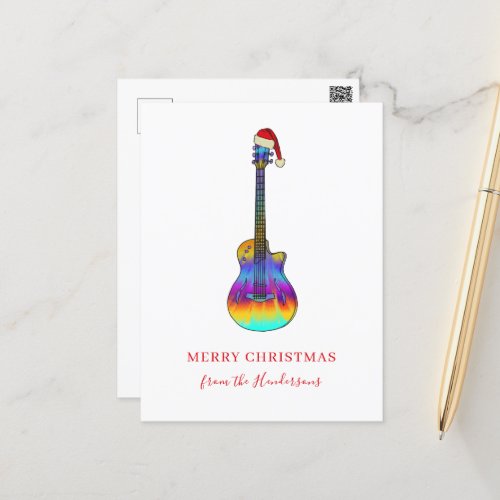 Guitar cool Psychedelic  Holiday Postcard