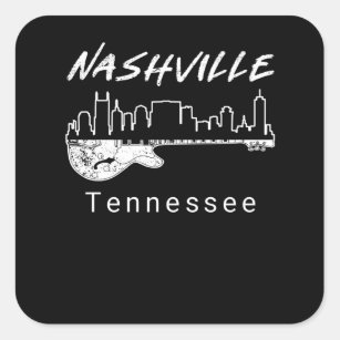 Guitar Country Music Souvenir Gift Nashville Square Sticker
