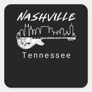 Guitar Country Music Souvenir Gift Nashville Square Sticker