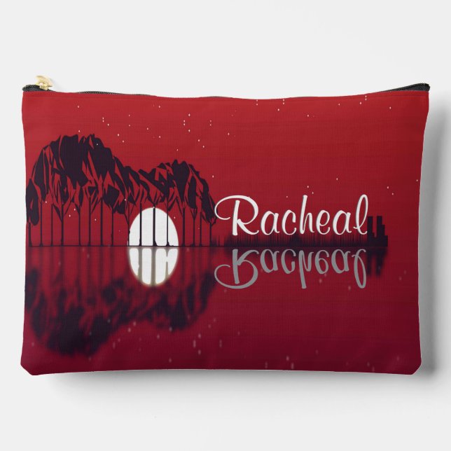 Guitar Cove Red w Custom Name  Accessory Pouch (Front)